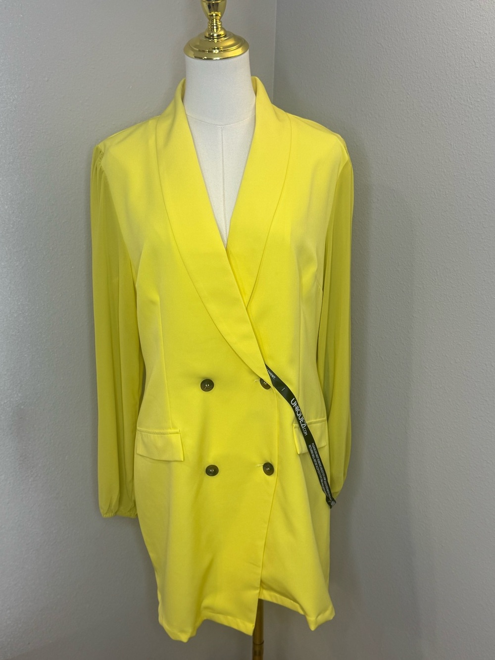 Unique21 Yellow Double Breasted Blazer Dress US 8 UK 12 NWT Minor Flaw